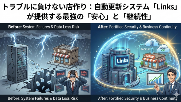 トラブルに負けない店作り：自動更新システム「Links」が提供する最強の「安心」と「継続性」
