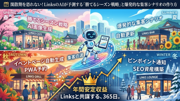 📅 閑散期を恐れない！LinksのAIが予測する「勝てるシーズン戦略」と爆発的な集客シナリオの作り方
