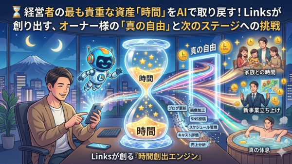 ⌛ 経営者の最も貴重な資産「時間」をAIで取り戻す！Linksが創り出す、オーナー様の「真の自由」と次のステージへの挑戦